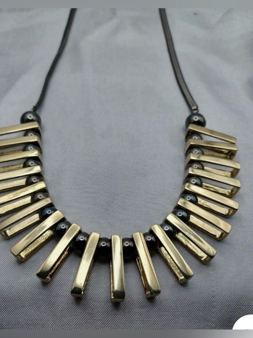 Express Gunmetal and Gold-Tone Fringe Bar Necklace - Picture 2 of 10